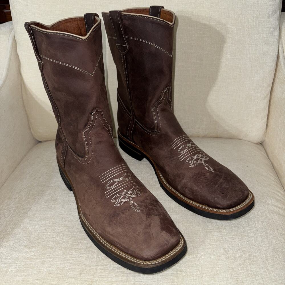 Patron Cowboy Boots Brown Suede Leather Mens 10.5-12 See Pics New Without Box